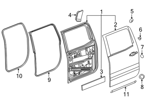 2022 GMC Sierra 2500 HD Door & Components Weatherstrip On Body Diagram for 84655163