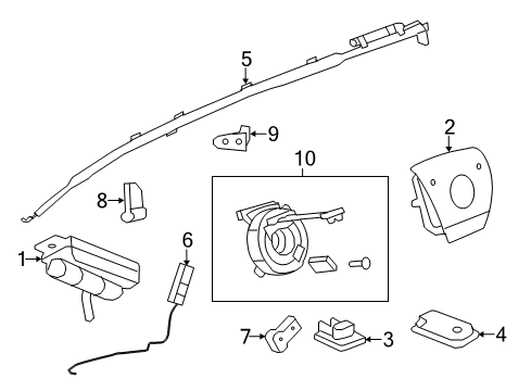 2013 Chevrolet Traverse Air Bag Components Passenger Inflator Module Diagram for 84308930