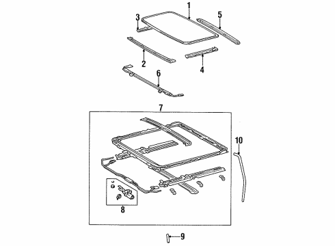 1996 Lexus LS400 Sunroof Garnish, Sliding Roof Side, LH Diagram for 63218-50020-A0