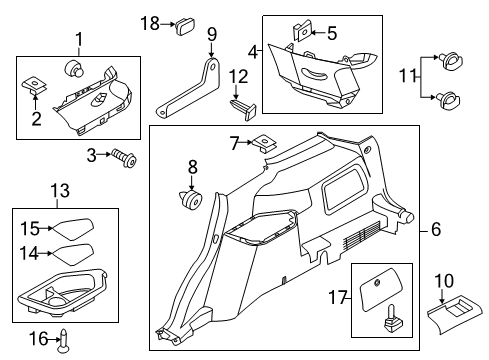 2019 Ford Police Interceptor Utility Interior Trim - Quarter Panels Quarter Trim Panel Diagram for FB5Z-7831012-JB