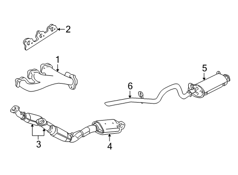 2003 Ford Explorer Sport Exhaust Components, Exhaust Manifold Muffler Diagram for 2L2Z-5230-BA