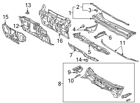 2013 Lexus ES300h Cowl Panel Sub-Assy, Dash Diagram for 55101-33441