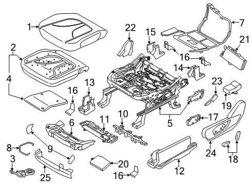 2018 Lincoln MKX Front Seat Components Knob Diagram for DG9Z-14711-AAE