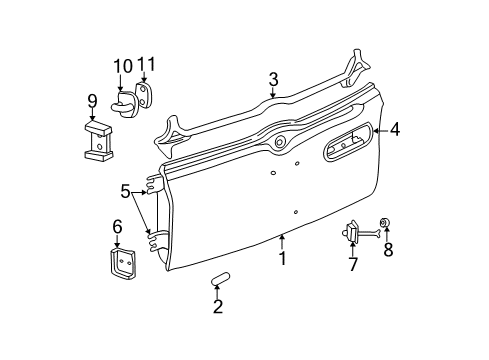 2004 Jeep Liberty Gate & Hardware Strap-Cargo Door Check Diagram for 55360170AB