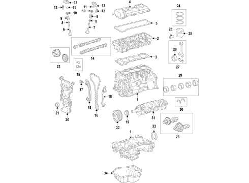 2019 Lexus NX300h Engine Parts, Mounts, Cylinder Head & Valves, Camshaft & Timing, Variable Valve Timing, Oil Cooler, Oil Pan, Oil Pump, Balance Shafts, Crankshaft & Bearings, Pistons, Rings & Bearings Pulley Diagram for 13470-36040