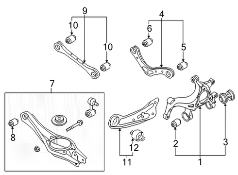 2021 Hyundai Elantra Rear Suspension Components, Lower Control Arm, Upper Control Arm, Stabilizer Bar Bush-LWR Arm, RR Diagram for 55218-AABA0