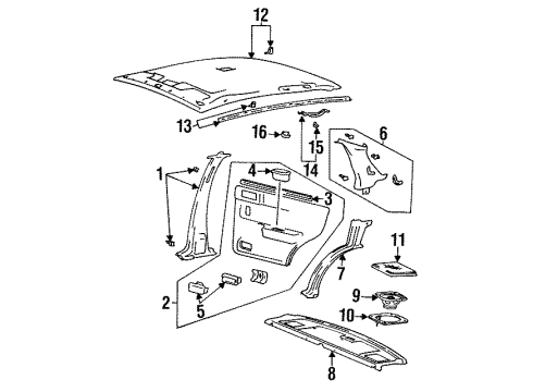 1993 Hyundai Elantra Interior Trim Clip-Trim Mounting Diagram for 85858-33000