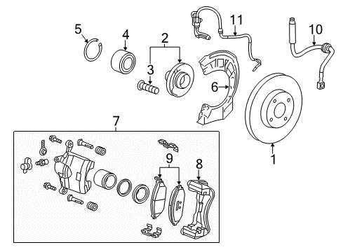 2014 Chevrolet Spark EV Front Brakes ABS Sensor Diagram for 95463473