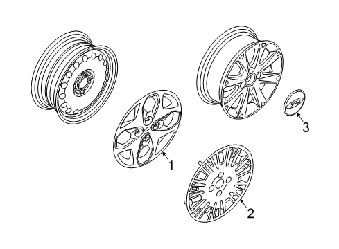 2019 Ford Fiesta Wheel Covers & Trim Wheel Cover Diagram for D3BZ-1130-A