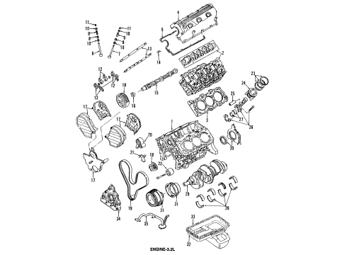 1996 Isuzu Rodeo Engine Parts, Mounts, Cylinder Head & Valves, Camshaft & Timing, Oil Pan, Oil Pump, Crankshaft & Bearings, Pistons, Rings & Bearings Rubber, Rear Cushion Engine Mounting Diagram for 8-97015-103-2