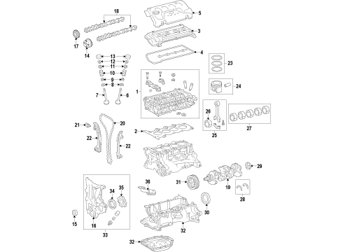 2012 Toyota Yaris Engine Parts, Mounts, Cylinder Head & Valves, Camshaft & Timing, Oil Pan, Oil Pump, Crankshaft & Bearings, Pistons, Rings & Bearings, Variable Valve Timing Side Mount Diagram for 12372-21330