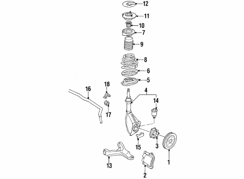 1988 Oldsmobile Cutlass Supreme Front Suspension Components, Lower Control Arm, Stabilizer Bar Front Spring Diagram for 14029392
