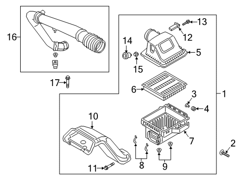 2019 Ford F-150 Air Intake Air Cleaner Assembly Diagram for JL3Z-9600-C
