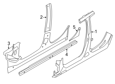 2014 BMW X1 Center Pillar & Rocker Column B With Left Rocker Panel Diagram for 41007353165