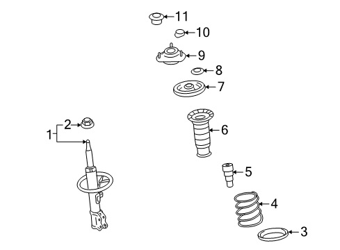 2010 Pontiac Vibe Struts & Components - Front Spring, Front Diagram for 19184398