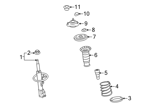 2010 Pontiac Vibe Struts & Components - Front Front Suspension Strut Kit Diagram for 19184381