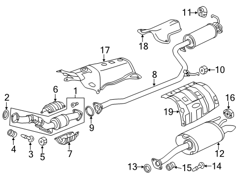 2014 Acura ILX Exhaust Components Primary Catalytic Converter Diagram for 18190-RX0-A00