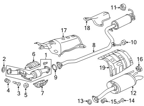 2014 Acura ILX Exhaust Components Converter Complete, Prim Diagram for 18190-RX0-A00
