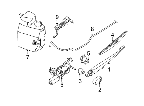 2004 Infiniti QX56 Lift Gate - Wiper & Washer Components Cover-Arm, Back Window Wiper Diagram for 28782-7S000