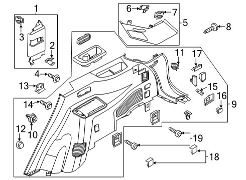 2022 Lincoln Aviator Interior Trim - Quarter Panels Tie Down Hook Screw Diagram for -W500205-S437