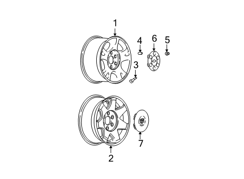 2006 Chevrolet Avalanche 1500 Wheels & Trim Hub Cap Diagram for 9595261