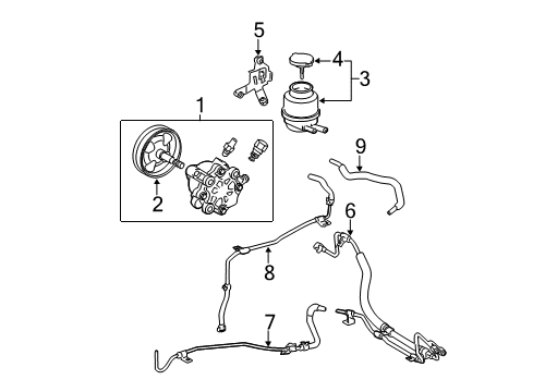 2010 Toyota Avalon P/S Pump & Hoses, Steering Gear & Linkage Pressure Hose Diagram for 44410-07100