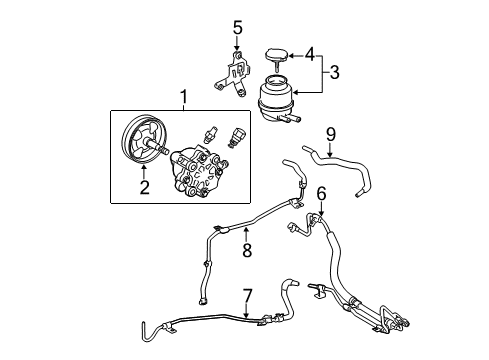 2007 Toyota Avalon P/S Pump & Hoses, Steering Gear & Linkage Lower Return Line Diagram for 44416-07080