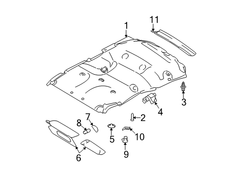 2012 Ford Expedition Interior Trim - Roof Headliner Retainer Diagram for 2L1Z-78519R44-AA