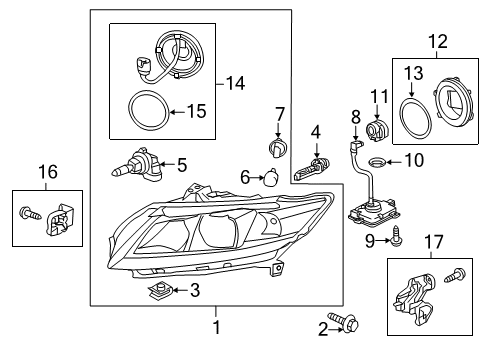 2015 Honda CR-Z Bulbs Headlight Unit, Driver Side Diagram for 33151-SZT-A31