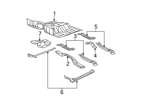 2009 Jeep Wrangler Floor Pan-Floor Diagram for 55395323AD