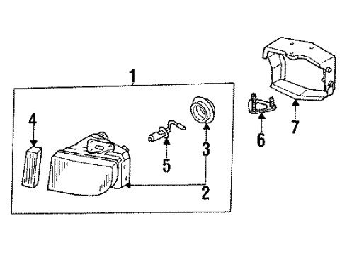 1994 Infiniti Q45 Fog Lamps Lamp Assembly-Fog, LH Diagram for B6155-67U00