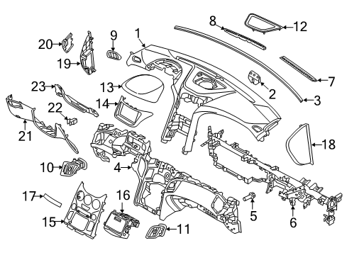 2013 Hyundai Genesis Coupe Instrument Panel Nozzle-Side Defroster, RH Diagram for 97393-2M500-9P