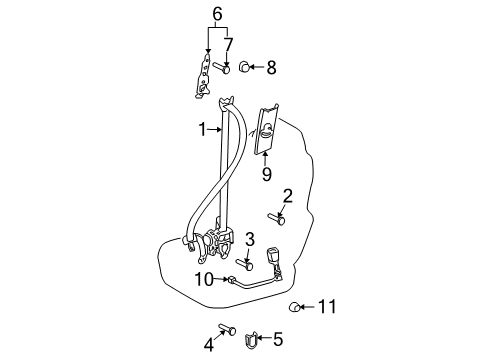 2009 Toyota Sienna Seat Belt Adjuster Cover Diagram for 73023-AE010-B0