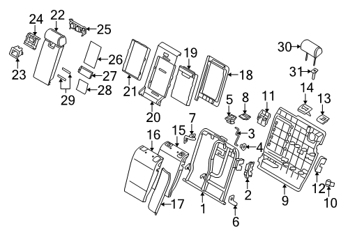 2004 BMW X3 Rear Seat Components Frame, Backrest Left Diagram for 52203400558