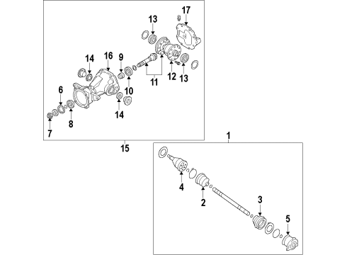 2009 Kia Borrego Rear Axle, Axle Shafts & Joints, Differential, Drive Axles, Propeller Shaft Bearing-Pinion Rear Diagram for 533322J100