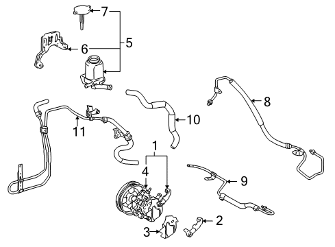 2006 Toyota Matrix P/S Pump & Hoses, Steering Gear & Linkage Return Hose Diagram for 44416-01010