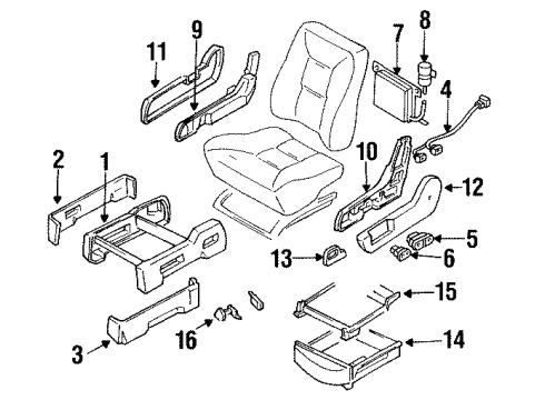 1996 Nissan Quest Power Seats Switch Assy-Front Seat, RH Diagram for 87016-0B110