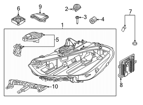 2020 BMW 228i xDrive Gran Coupe Headlamp Components HEADLIGHT, LED TECHNOLOGY, L Diagram for 63119449597