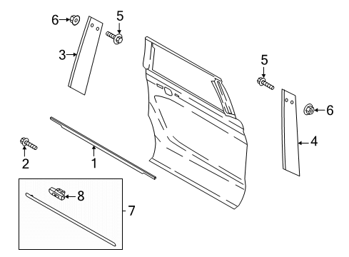 2019 Lincoln Navigator Exterior Trim - Rear Door Applique Diagram for JL7Z-78255A35-AB