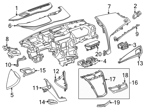 2019 Cadillac CTS Cluster & Switches, Instrument Panel Alarm Switch Diagram for 84159607