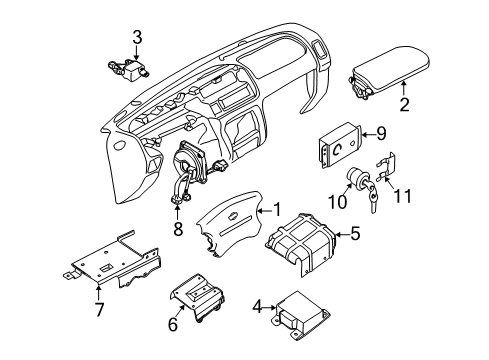 2000 Nissan Frontier Air Bag Components Bolt Diagram for 01141-00321