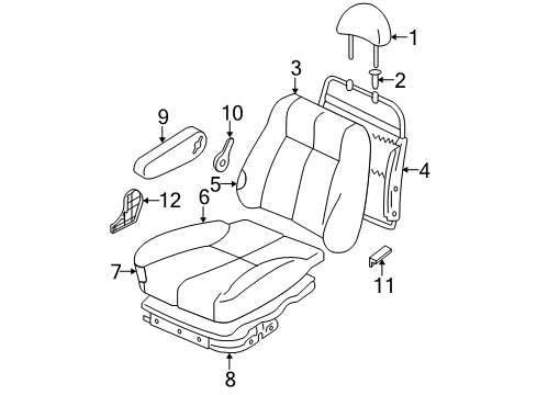 2003 Hyundai Accent Front Seat Components Cover-Front Seat LH Inner Diagram for 88057-25400-SX