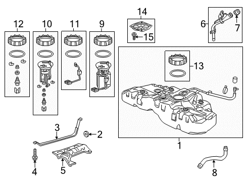 2016 Acura TLX Fuel Injection Protector, Fuel Tank Diagram for 17518-T2A-A01