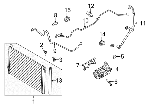 2014 BMW Z4 A/C Condenser, Compressor & Lines Condenser Air Conditioning With Drier Diagram for 64539229021