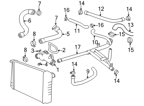 2000 BMW Z3 Hoses, Lines & Pipes Cooling System Water Hose Pipe Diagram for 11531401726