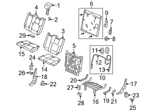 2009 Honda Pilot Third Row Seats Pad, L. RR. Seat Cushion Diagram for 82532-SZA-A01