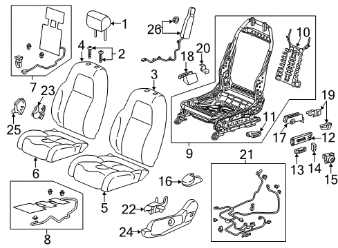 2019 Honda CR-V Heated Seats Heater Complete, Front Diagram for 81124-TLA-A02