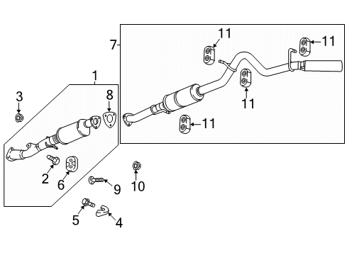 2019 Chevrolet Colorado Exhaust Components Muffler W/Tailpipe Gasket Diagram for 23136310