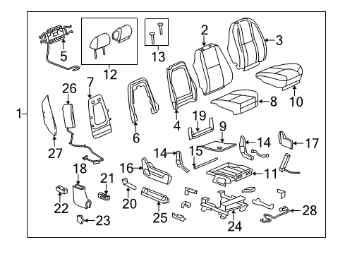 2014 Chevrolet Silverado 2500 HD Front Seat Components Recliner Handle Diagram for 15232598