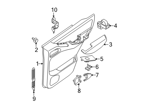 2010 Nissan Xterra Rear Door Rear Door Armrest, Left Diagram for 82941-EA204